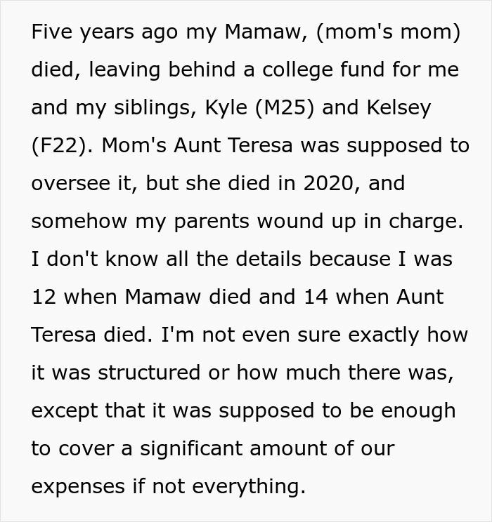 Parents Blew 300K Inheritance, Teen Is Considering Suing Them With Family's Help