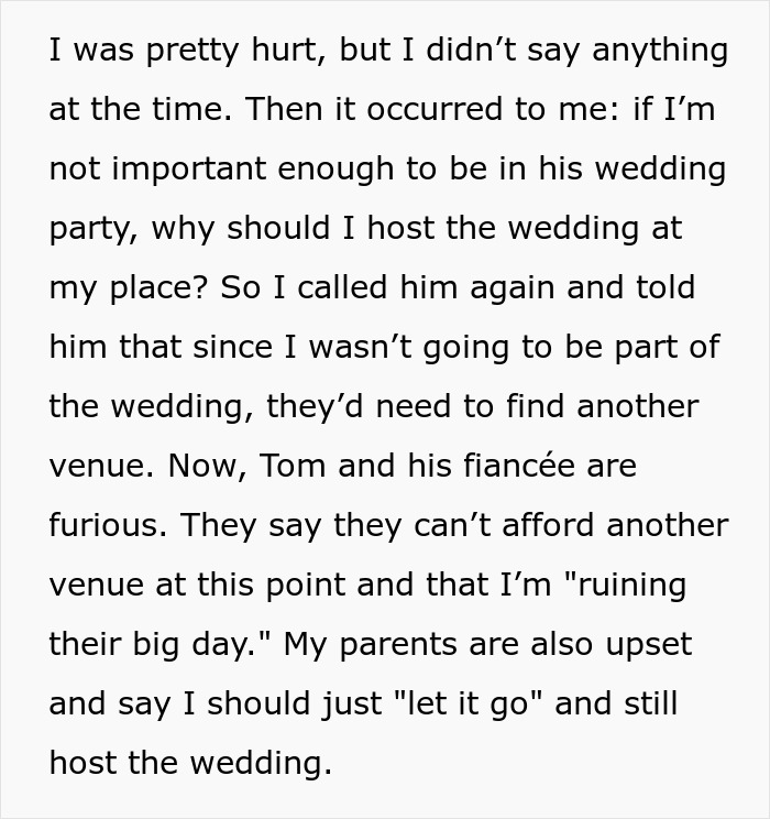 Brother Is Uninvited From Wedding For Being An "Addict", He Then Cancels Free Venue In Response