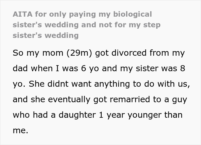 Guy Refuses To Fund Stepsister’s Wedding, Calls Out Mom’s Choices When She Protests