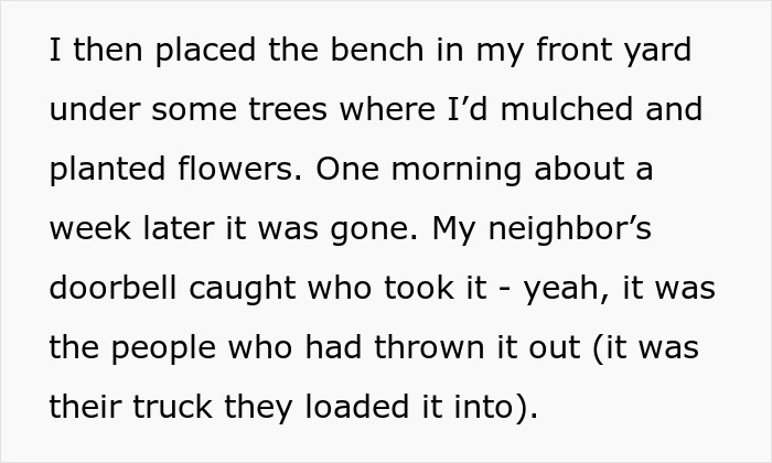 Couple Wants Their Bench Back After Neighbor Makes It Usable Again, Police Get Involved