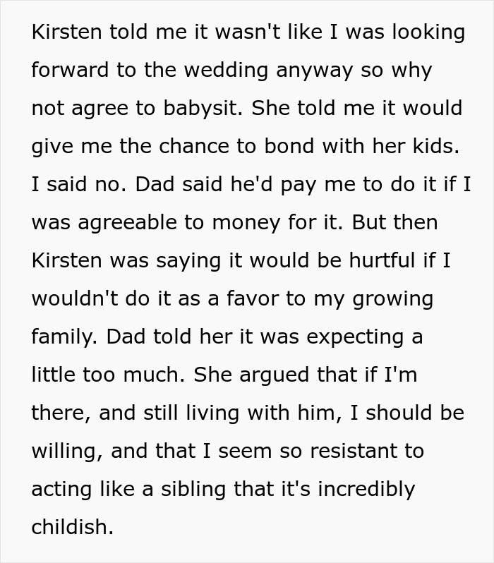 Bride Insists 17YO Stepson Babysit Her 3 Kids During The Wedding, Loses Her Cool When He Says No