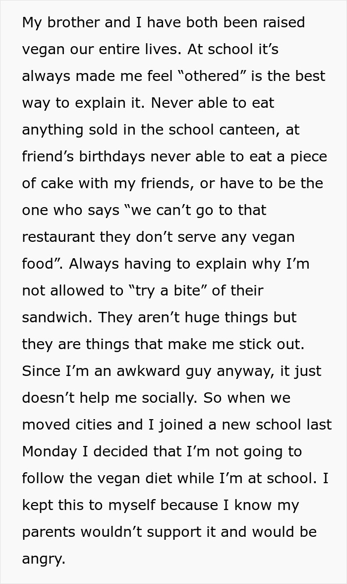 Teen Gets A Huge Lecture For Daring To Break His Vegan Diet And Trying Pizza With Cheese At School