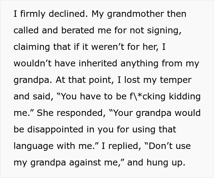 Grandma And Her Son Try To Get Grandson To Give Up Inherited Home, He Sees Through Their Tricks