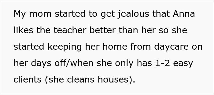 Mom Forced To Hire Babysitter As Grandma Jealous Of Teacher Stopped Sending Kid To Daycare