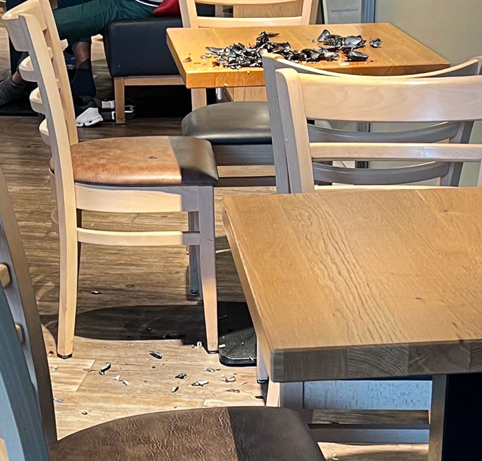 Someone Ate A Pack Of Raw Mussels They Got From The Grocery Store And Left All The Shells At The Bakery Cafe