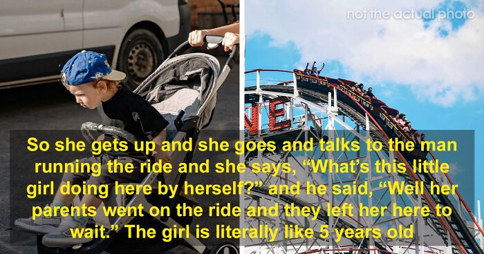 People Are Stumped As Woman Sits With 5YO Left Alone By Parents While They Enjoy Carnival Ride