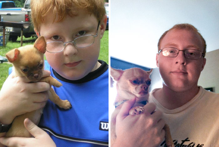 My Boyfriend With His Puppy, Then And Now