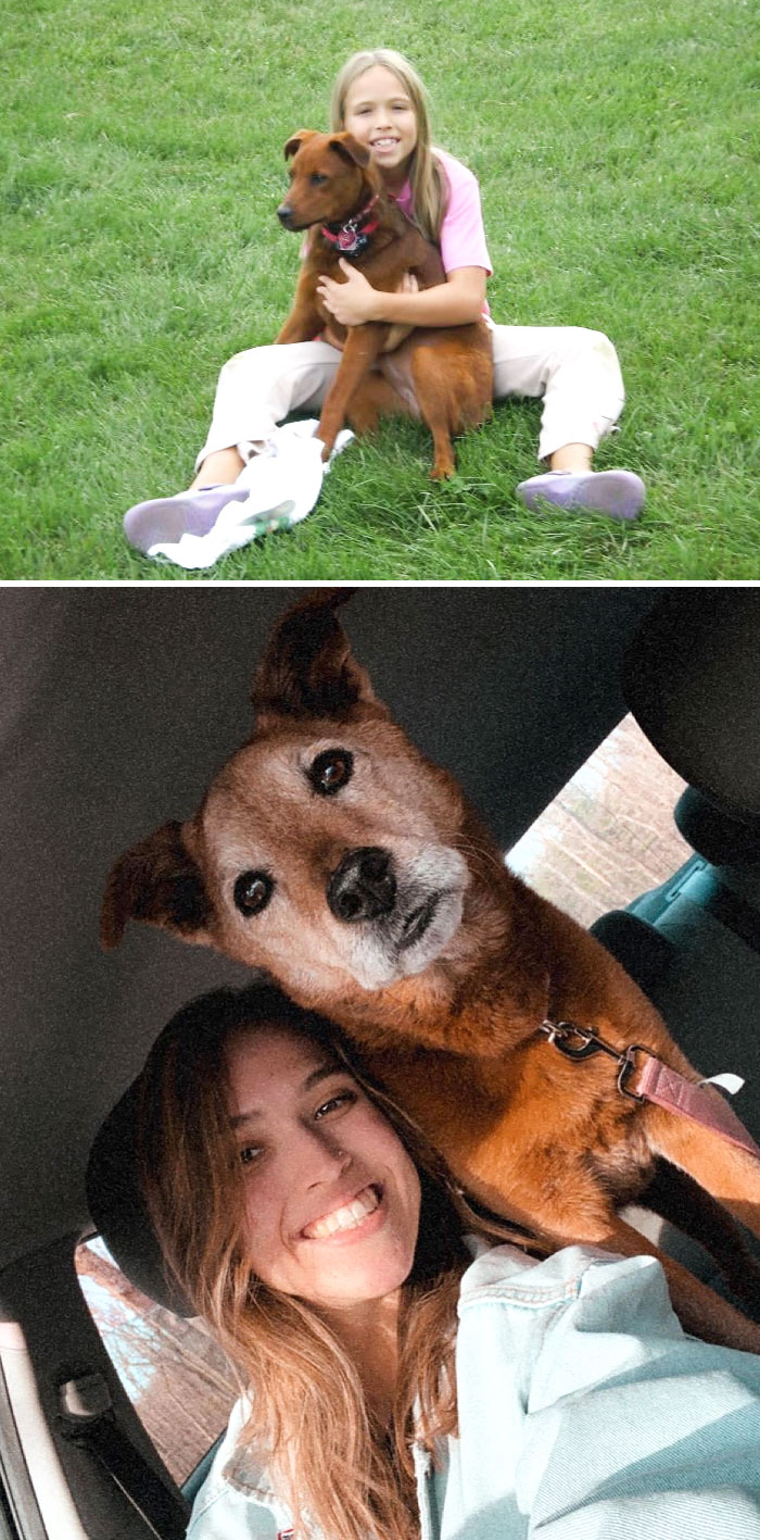 Me With My Dog At 9 Years Old And Then With Her At 22