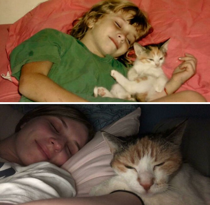 My Cat And Me 14 Years Ago vs. Us Today