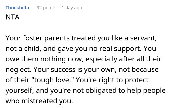 “AITA For Refusing To Help My Foster Parents After They Treated Me Like A Servant?”