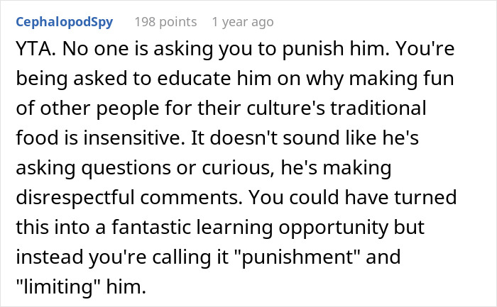 Mother Thinks Her Son Bullying Classmate About Her "Weird" Lunch Is Normal, Gets A Reality Check