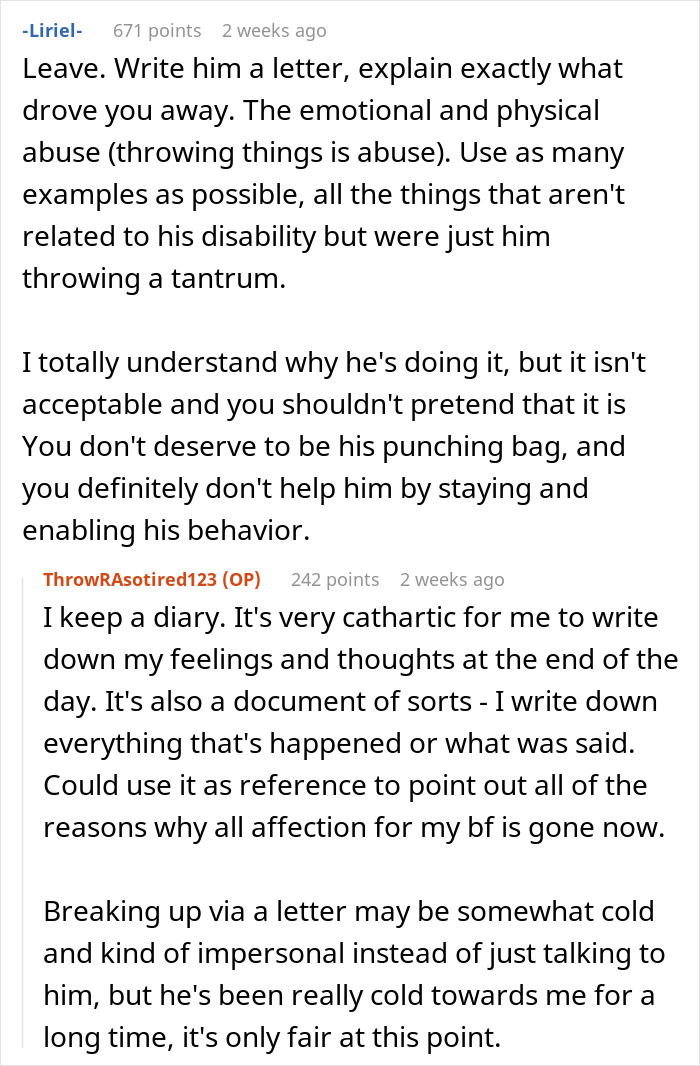 Woman Wonders If Leaving Her Disabled Boyfriend Would Make Her A Bad Person