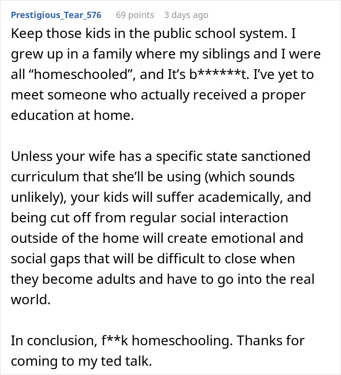 Husband Enrolls Kids In Public School After "Crunchy Mom" Fails At Homeschooling