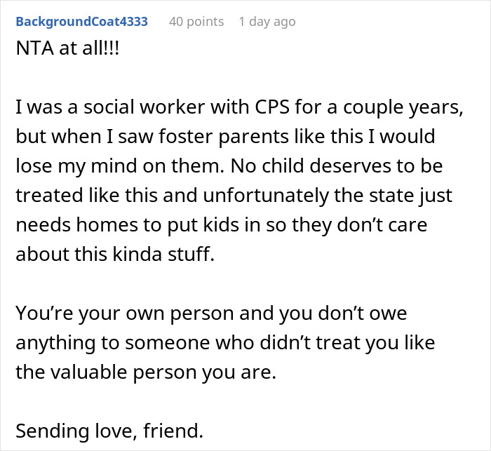 “AITA For Refusing To Help My Foster Parents After They Treated Me Like A Servant?”