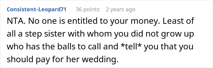 Guy Refuses To Fund Stepsister’s Wedding, Calls Out Mom’s Choices When She Protests