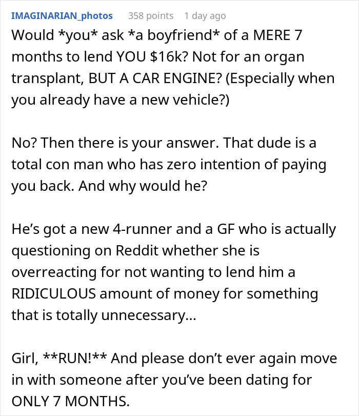 Rich BF With Doctor Parents Asks Barista GF For $16K From Her Hard-Earned Savings To Fix His Car