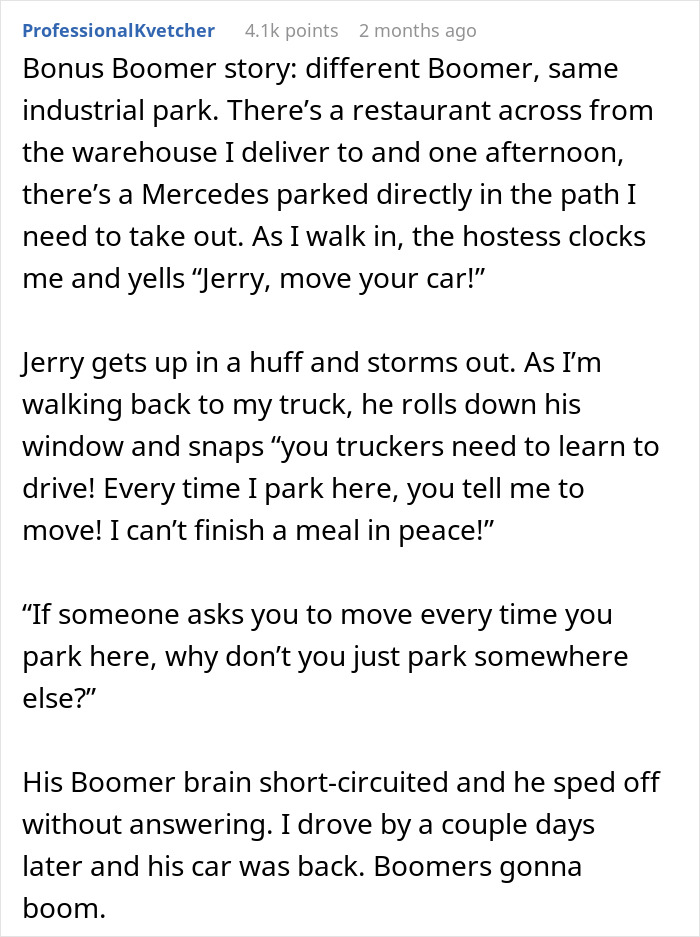 Trucker Refuses To Let Jerk Boomer Have His Way, Waits Patiently As He Screws Himself Up