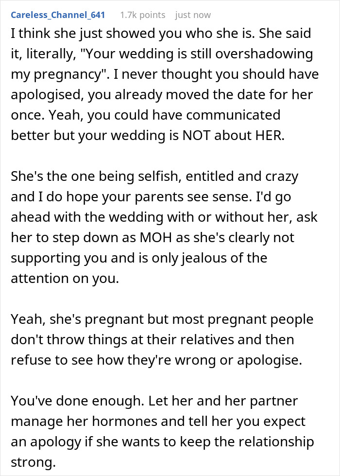 Bride Refuses To Move Her Wedding Once Again Just Because Of Her Pregnant MOH 