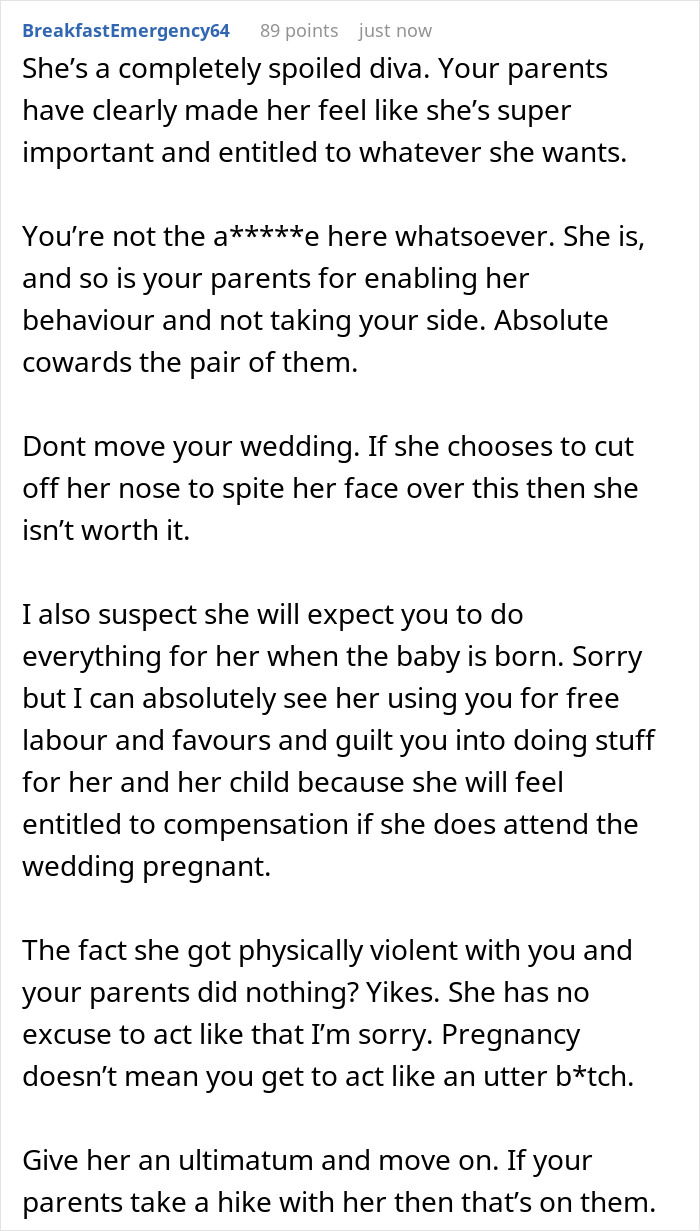 Bride Refuses To Move Her Wedding Once Again Just Because Of Her Pregnant MOH 