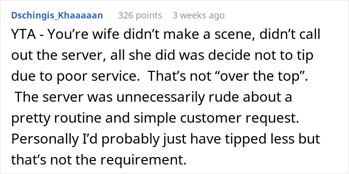 Man Calls Out Wife For Not Tipping A Server After She Denied Her Request, Gets A Reality Check