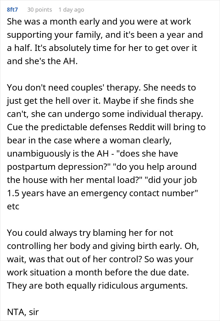 Husband Asks Wife To Get Over The Fact That He Missed Daughter's Birth: "Every Single Time"