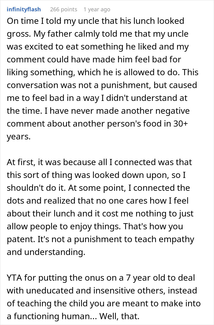 Mother Thinks Her Son Bullying Classmate About Her "Weird" Lunch Is Normal, Gets A Reality Check