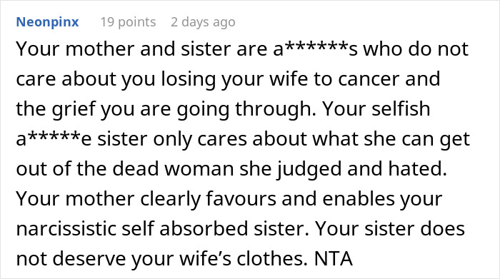 Guy Shocked At Sisters Audacity After His Wife Dies: "She Is A Selfish Cow"