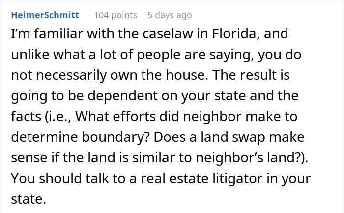 Guy Turns To Web For Legal Advice After 100% Of Neighbor’s House Is Built On His Property