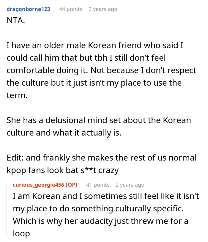 White Woman Oblivious To Korean Friend's Protests Of Not Calling Her Cousin "Oppa", Gets Shamed