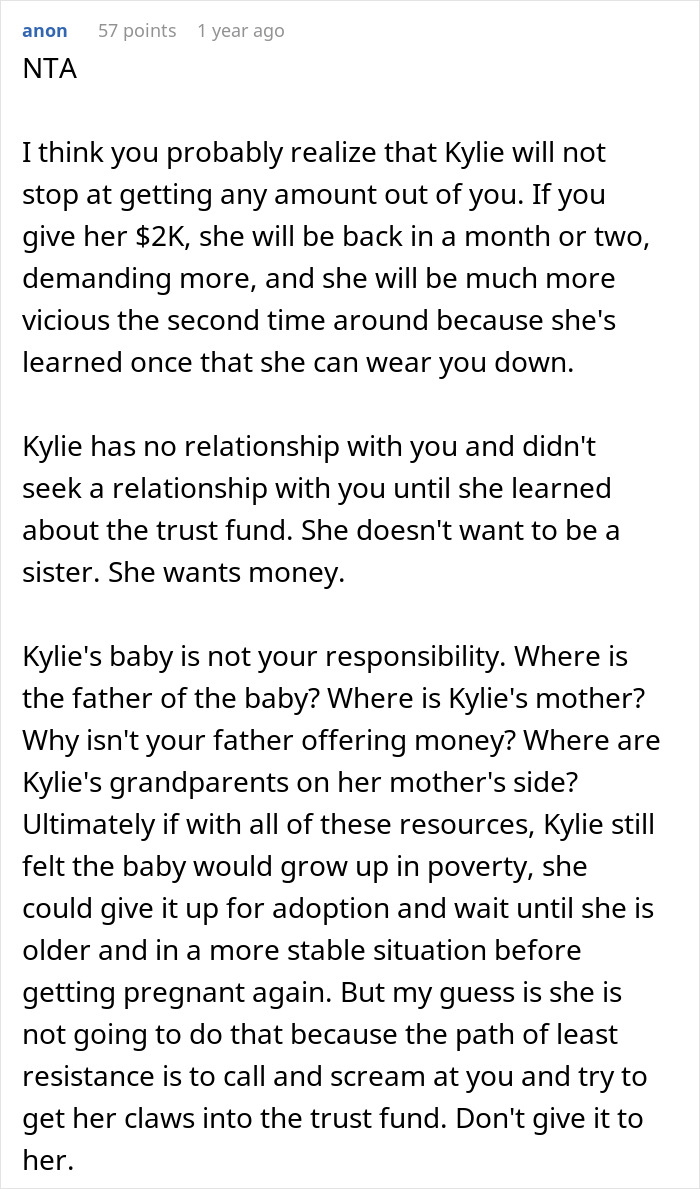 Woman Thinks Her Pregnancy Entitles Her To Generational Wealth, Is Reminded Of Her Place