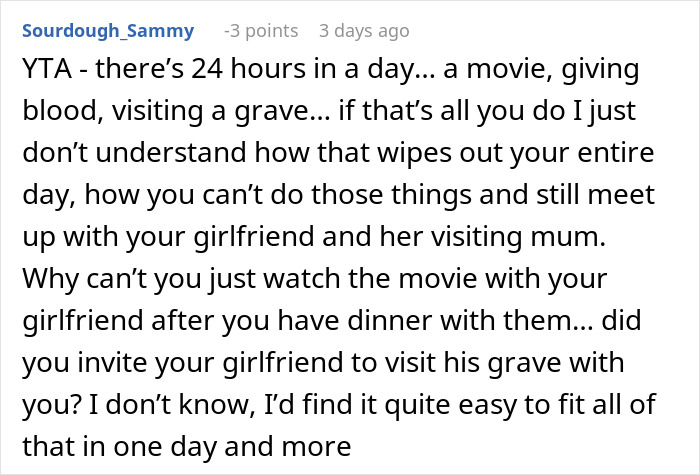 Man’s Grief Ritual Ends In A Cold Breakup After GF Is Forced To Have Lunch Date With Mom Alone