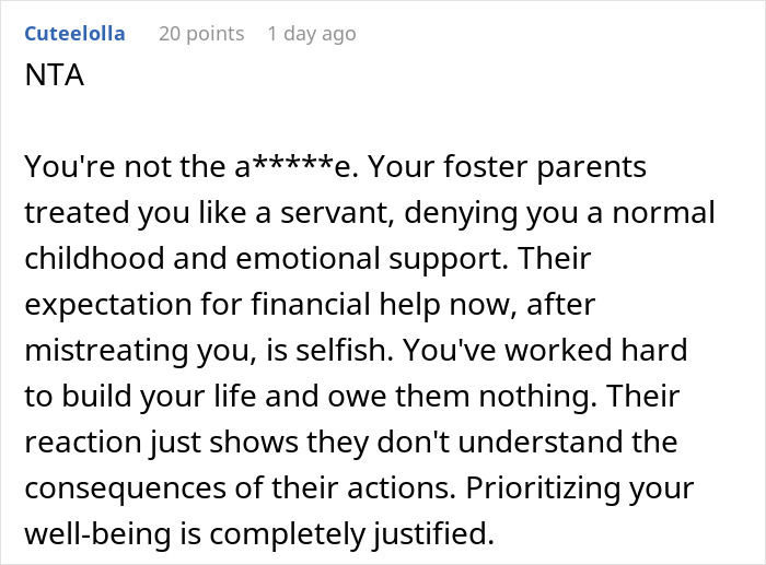 “AITA For Refusing To Help My Foster Parents After They Treated Me Like A Servant?”