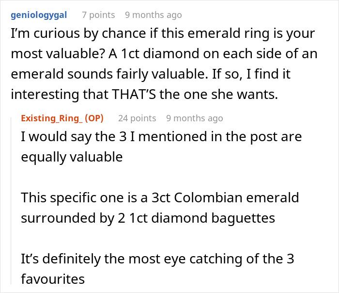 DIL Demands That MIL Give Up Her Emerald Ring As An Heirloom Engagement Ring, Is Told To Get Out