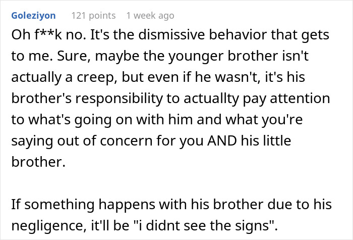 GF Complains That BF's 11YO Brother's Behavior Is Creepy, He Says She's Overreacting