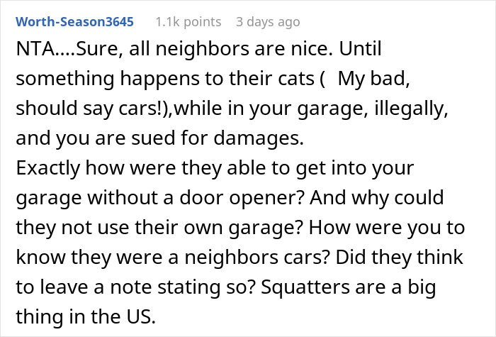 Neighbors Think They Can Park In Person’s Garage Without Permission, Get A $1,000 Reality Check