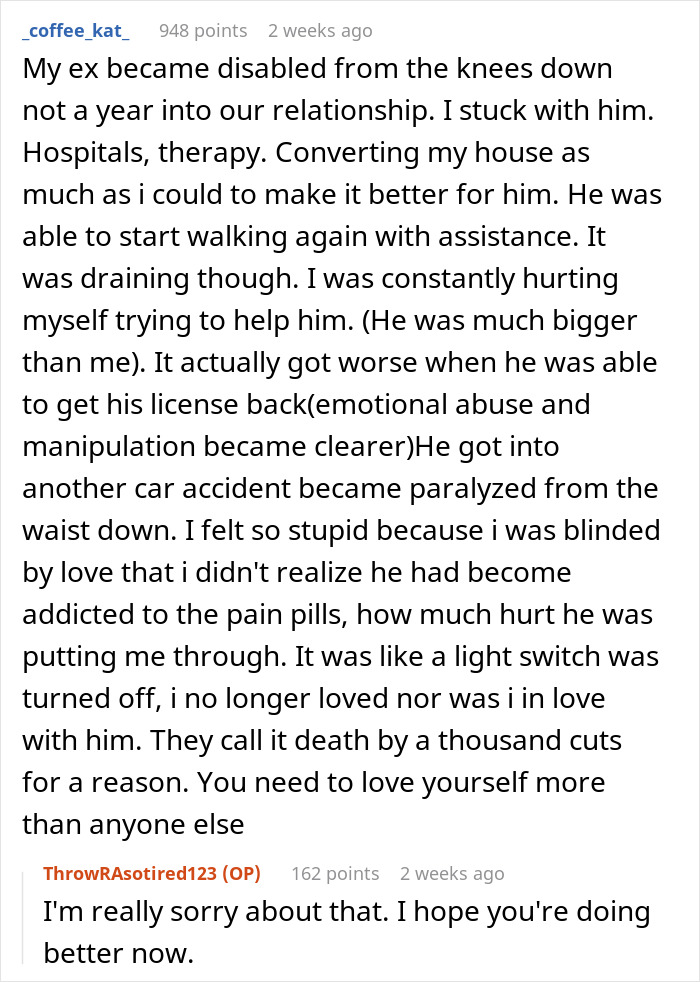 Woman Wonders If Leaving Her Disabled Boyfriend Would Make Her A Bad Person