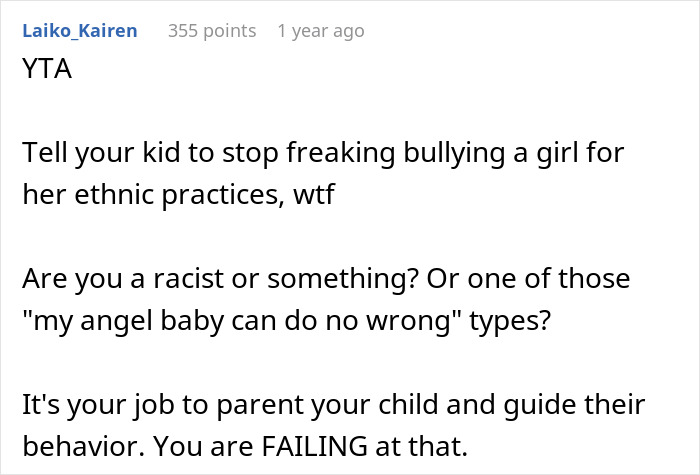 Mother Thinks Her Son Bullying Classmate About Her "Weird" Lunch Is Normal, Gets A Reality Check