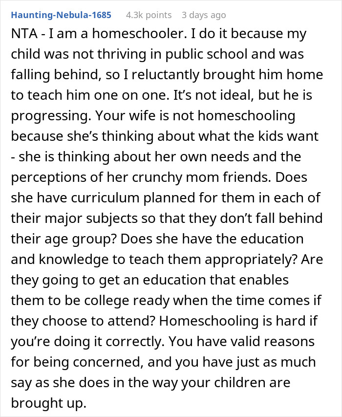 Husband Enrolls Kids In Public School After "Crunchy Mom" Fails At Homeschooling