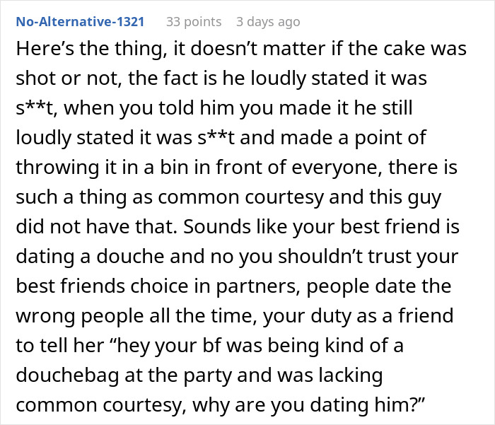 Woman Bakes Her Own B-Day Cake For Party, Friend's New BF Slams His Slice In The Trash