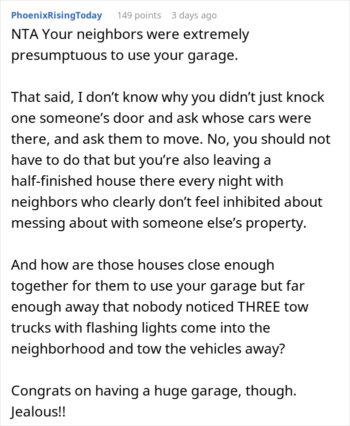 Neighbors Think They Can Park In Person’s Garage Without Permission, Get A $1,000 Reality Check