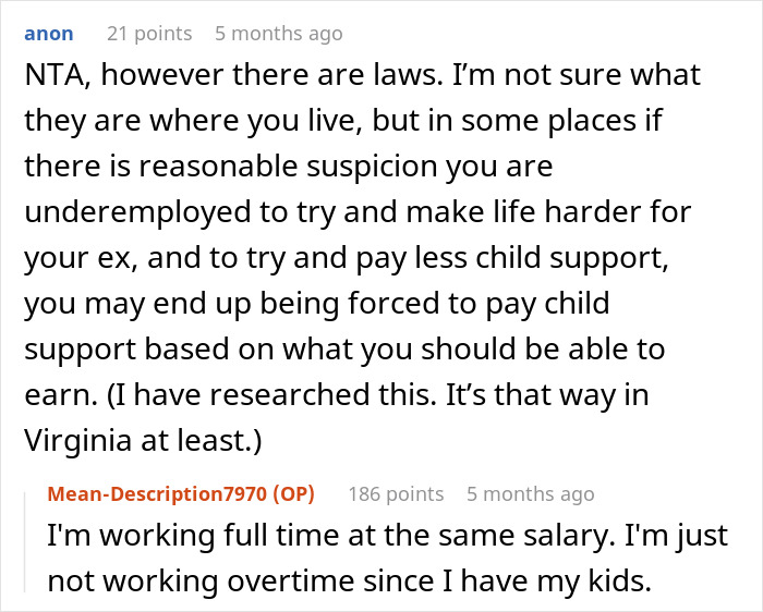 "AITA For Working Less After My Divorce Even Though It Means My Ex Gets Less Child Support?"