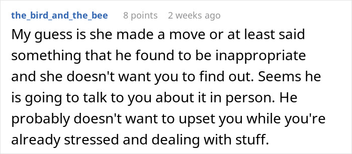 Reddit comment discussing a situation where a friend oversteps boundaries with a married couple.