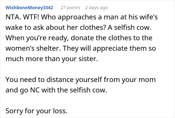 Guy Shocked At Sisters Audacity After His Wife Dies: "She Is A Selfish Cow"