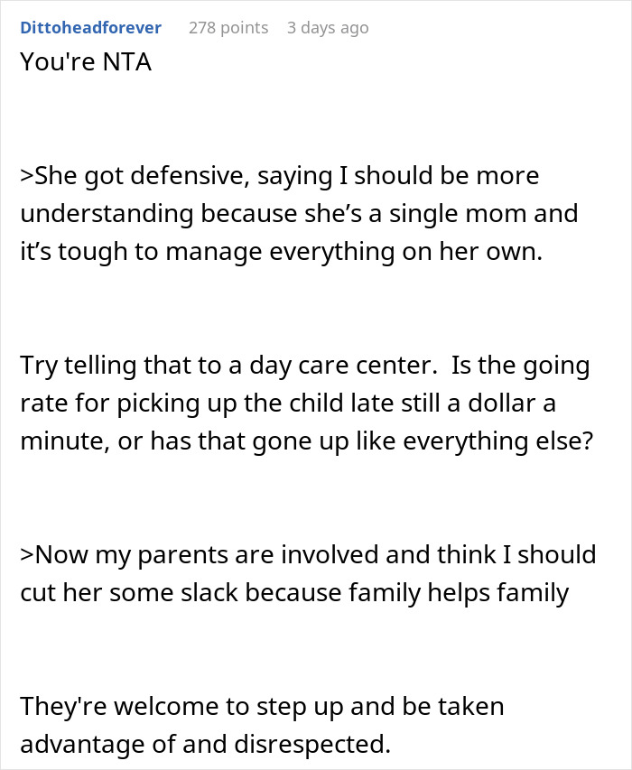 28YO Sis Is Sick Of Woman Who Is Always Late To Pick Up Her Kid When She Babysits, Loses It