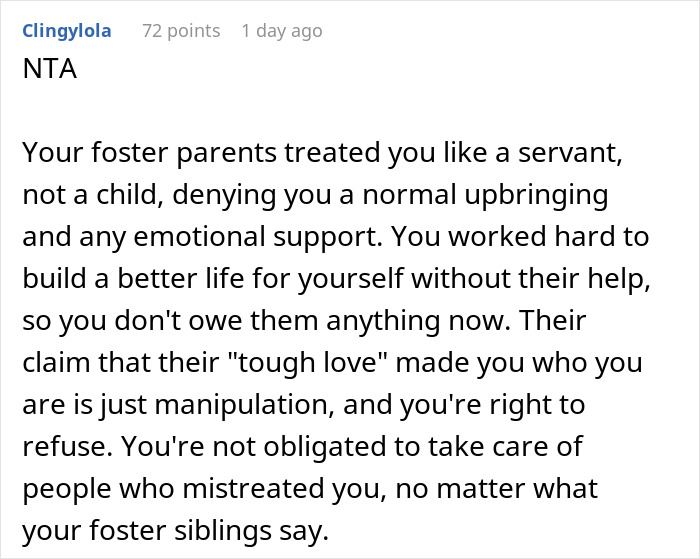 “AITA For Refusing To Help My Foster Parents After They Treated Me Like A Servant?”