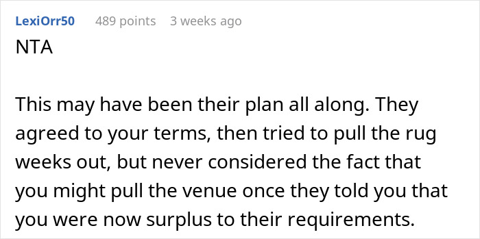 Brother Is Uninvited From Wedding For Being An "Addict", He Then Cancels Free Venue In Response