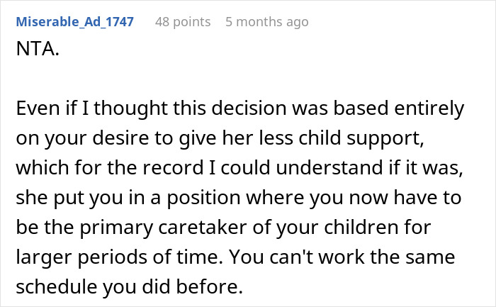 "AITA For Working Less After My Divorce Even Though It Means My Ex Gets Less Child Support?"