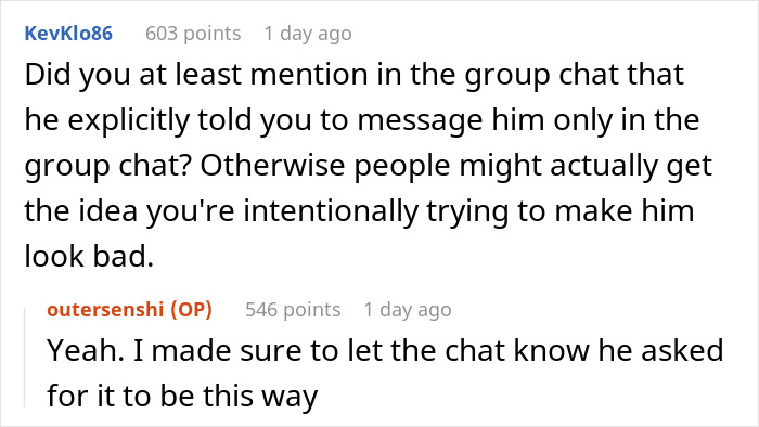 Guy Turns Petty When Coworker Demands He Send All Messages For Him In The Group Chat