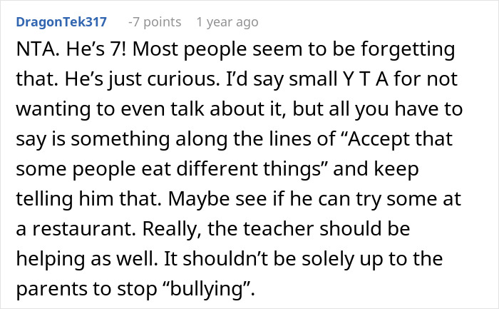 Mother Thinks Her Son Bullying Classmate About Her "Weird" Lunch Is Normal, Gets A Reality Check