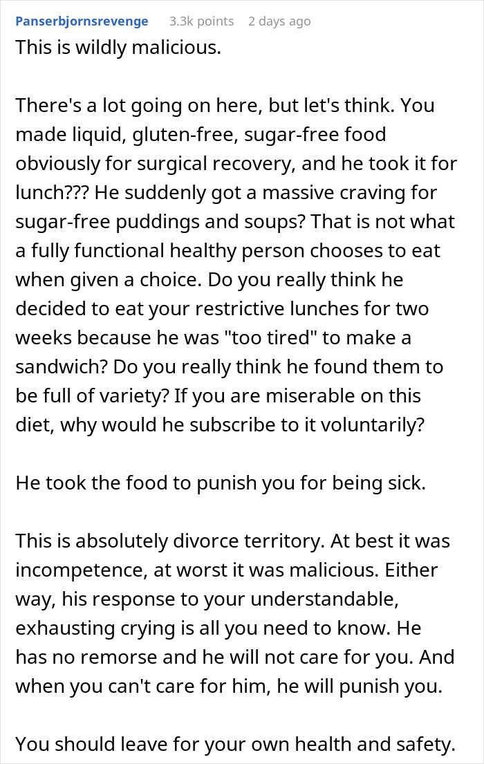 Wife Considers Ending Marriage After Husband Eats Her Carefully Prepared Surgery Recovery Food